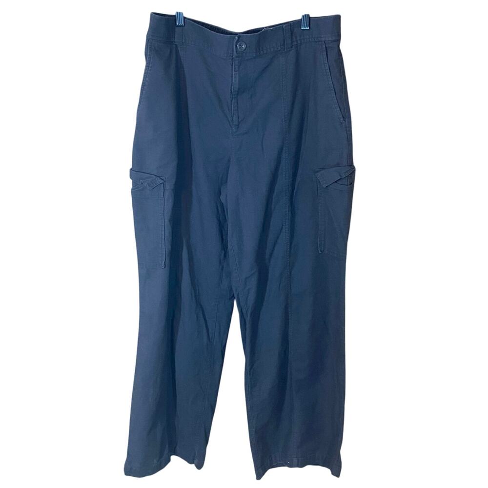 LOFT Outlet High Rise Wide Leg Cargo Pants Black Size 14 Pockets Soft
